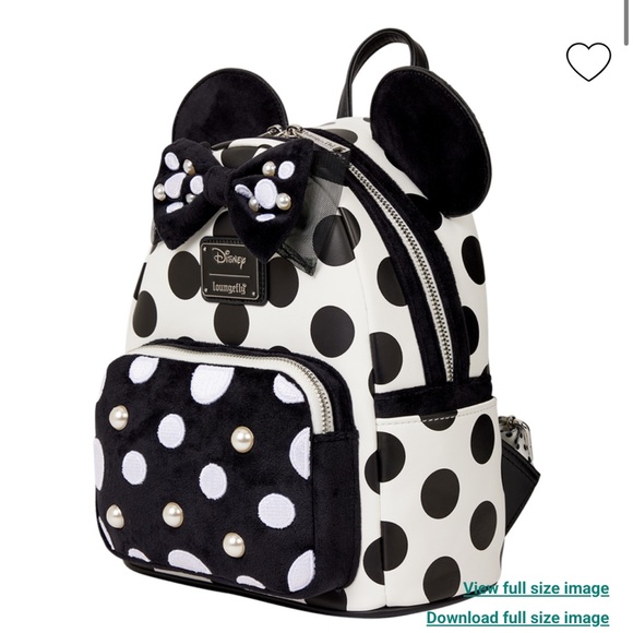 Loungefly Minnie Mouse Exclusive Polka Dot Pearl Mini Backpack & Wallet - Picture 9 of 12